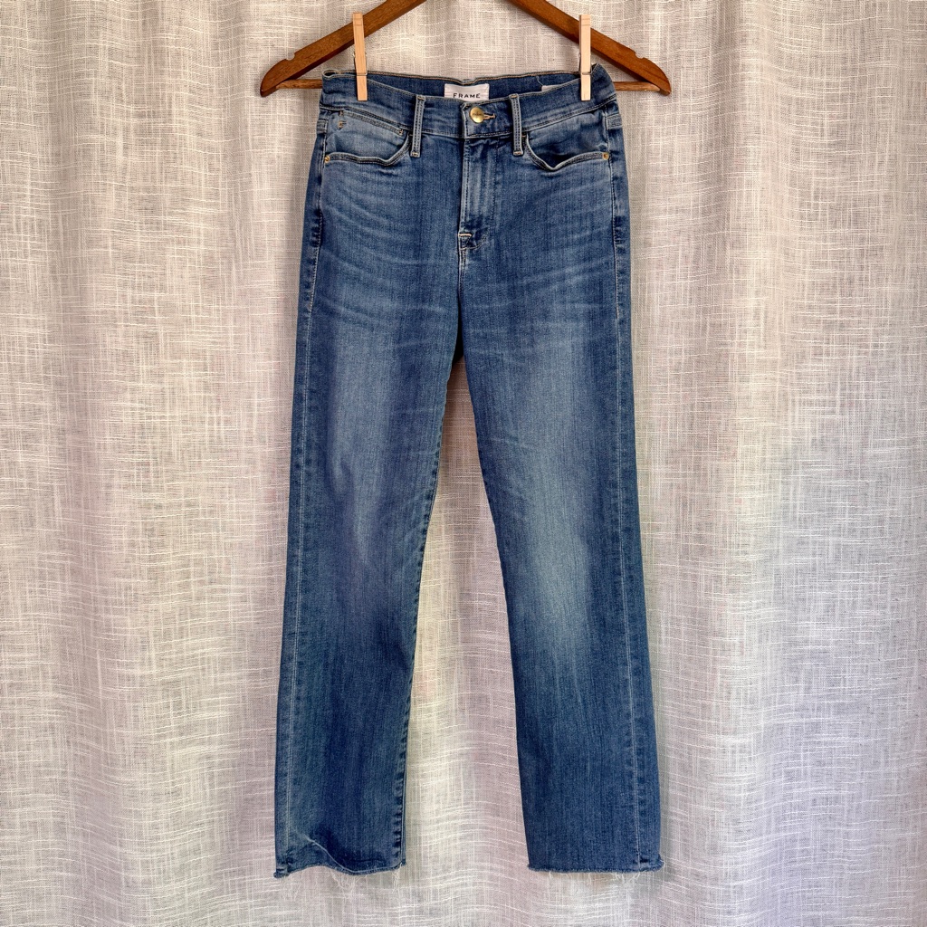 Frame Le High Straight Cropped Ankle Jeans Medium Blue Size 25